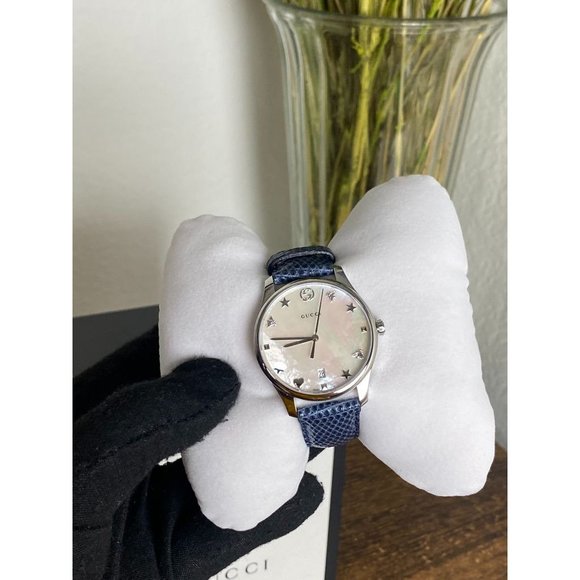 New Gucci G-Timeless Mother of Pearl Dial Blue Lea gucci_g-  main image 2